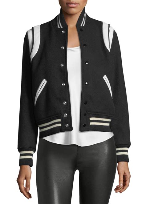 ysl varsity jacket womens|saint laurent teddy jacket.